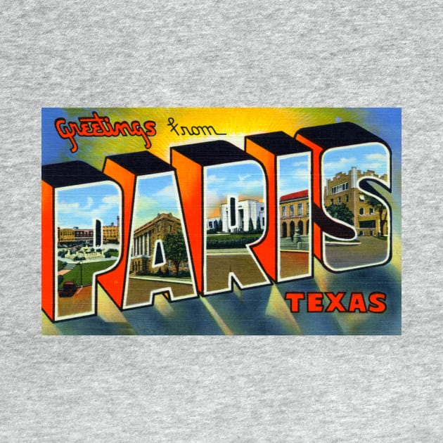 Greetings from Paris, Texas - Vintage Large Letter Postcard by Naves